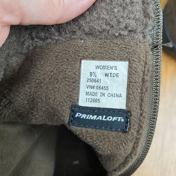 LL Bean Brown Suede Boots Fleece Lined Primaloft Womens 9.5 Wide - Picture 9 of 10